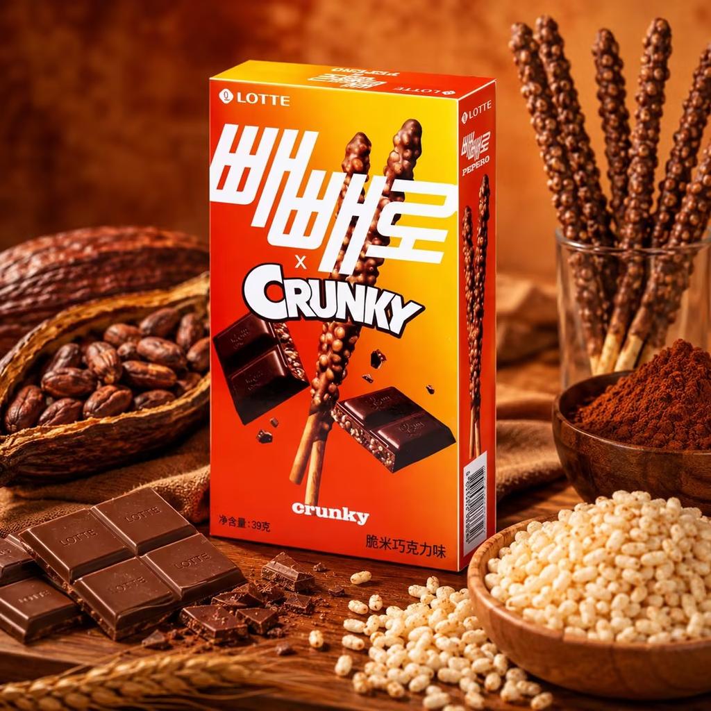 Lotte Palitos de Galleta de Chocolate Arroz Crujiente Pepero 39g