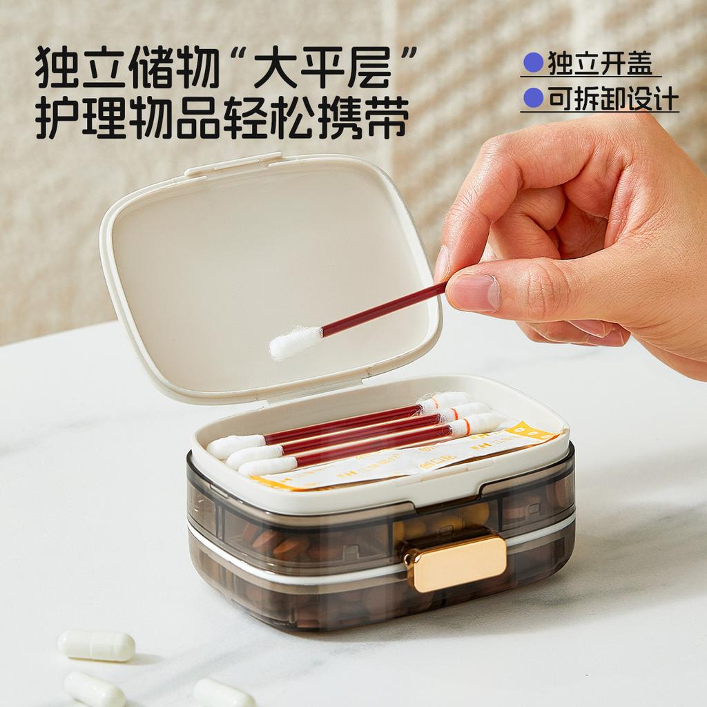 Portable Medicine Box, Medicine Packaging Box Seven Days a Week, Sealed Moisture-proof Portable Mini Large-capacity Tablet Storage Artifact