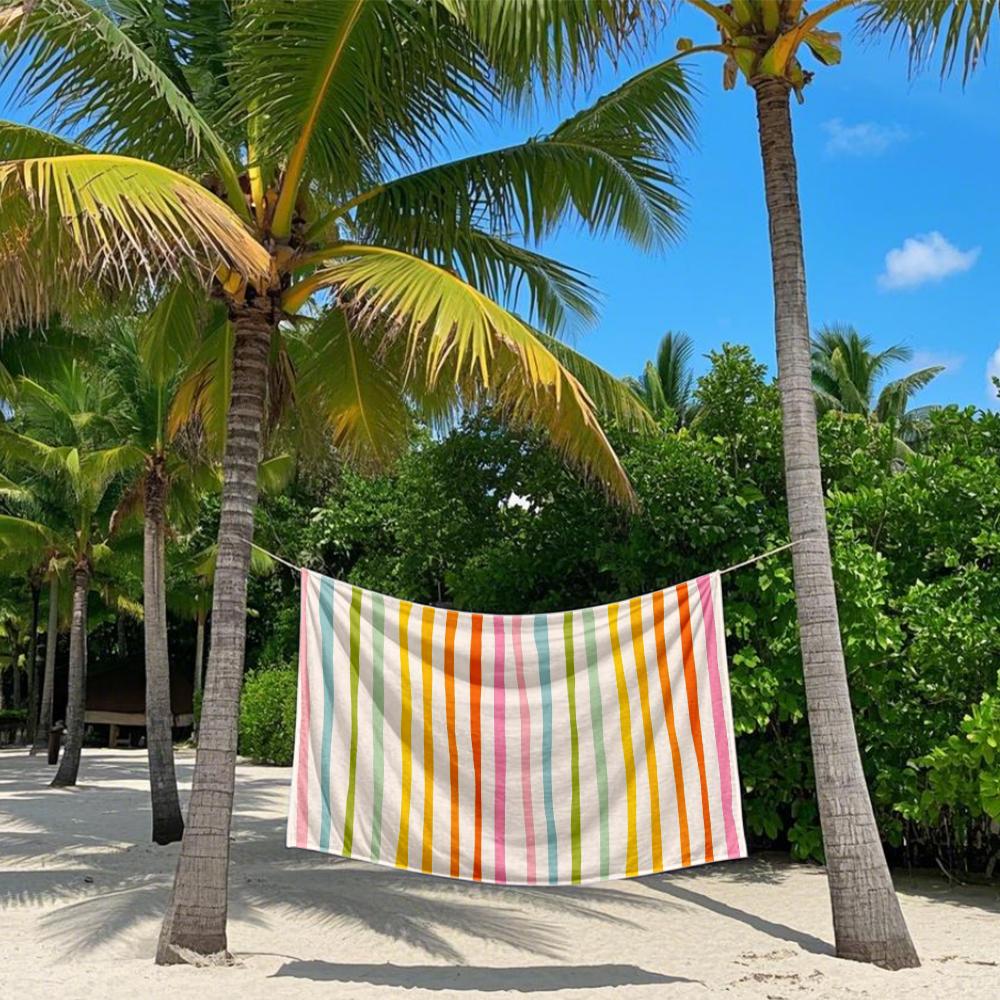 Bright Rainbow Wavy Stripes Quick Drying Bath Towel Microfiber beach towel - light weight swimming camping  yoga beach out