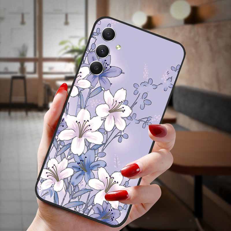 For Samsung Galaxy A55 5G Case 3D Emboss Floral Relief Silicon TPU Soft Phone Cover for Galaxy A15 A25 5G Bumper Funda A 55 A35