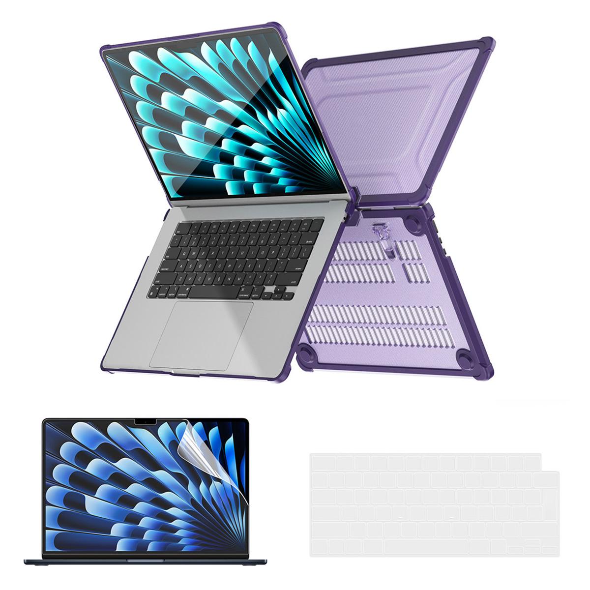 

Slim Hard PC Case for Macbook Air 15 inch (2025)/(2024)/(2023) A2941 (EU Version) Laptop Cover with Kickstand Purple