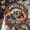 Classic Car Metal Tin Sign American Hot Rod Vintage Wall Art 8 Inch Round Home Decor