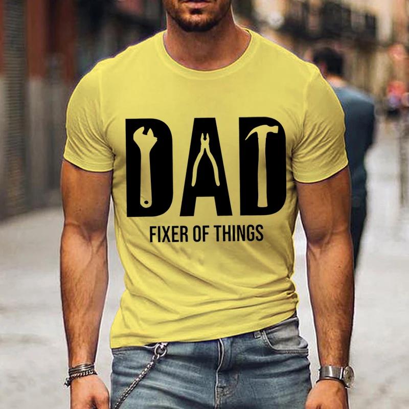 Funny Dad Birthday Shirt,Fixer of Things Shirt Men Tshirt Hip Hop Tops Summer Street T Shirt Oversize Short Sleeve New Dad Shirt