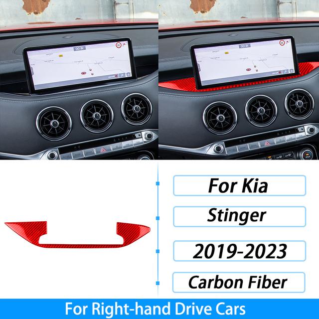 Pentru Kia Stinger - Acoperire Ornament Panou Bază Ecran Navigație Fibră de Carbon Reală Accesorii Autocolant Decor Interior Auto