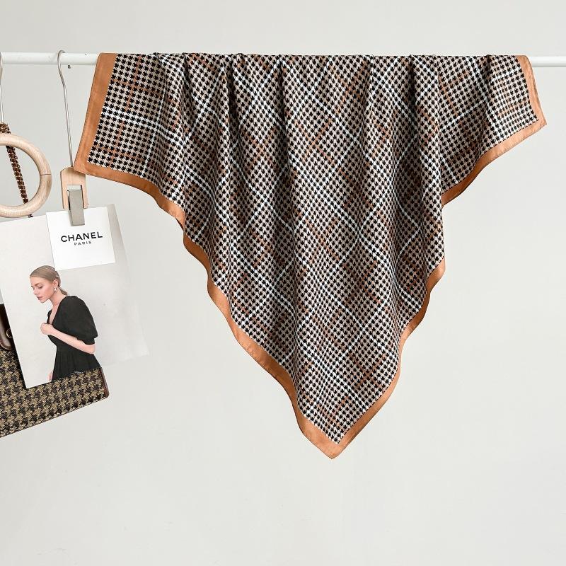 Decorative Simple Texture Silk Scarf Women'S New Style Spring And Autumn Summer Fashion Versatile Headscarf Work Scarf