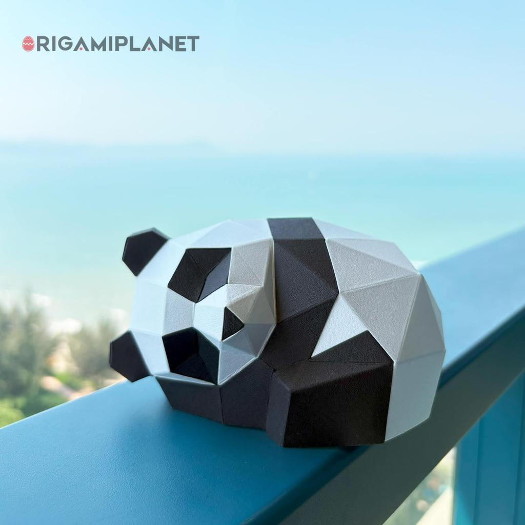 ORIGAMIPLANET 3D Origami Papercraft Kit Panda Tuan Fun DIY 3D Panda Paper Art Model for Teens Easy Handmade Animal Figurine Sculpture Gift Set for