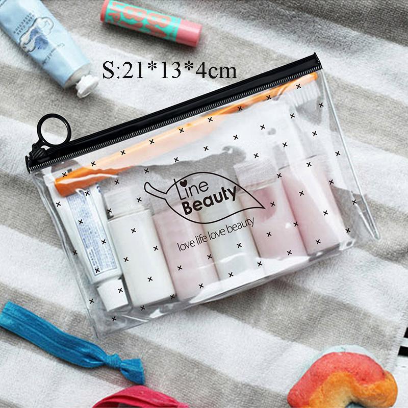 Fashion Women Clear Cosmetic Bags PVC Transparent Toiletry Bags Travel Organizer Necessary Beauty Case Bath Wash Makeup Bag