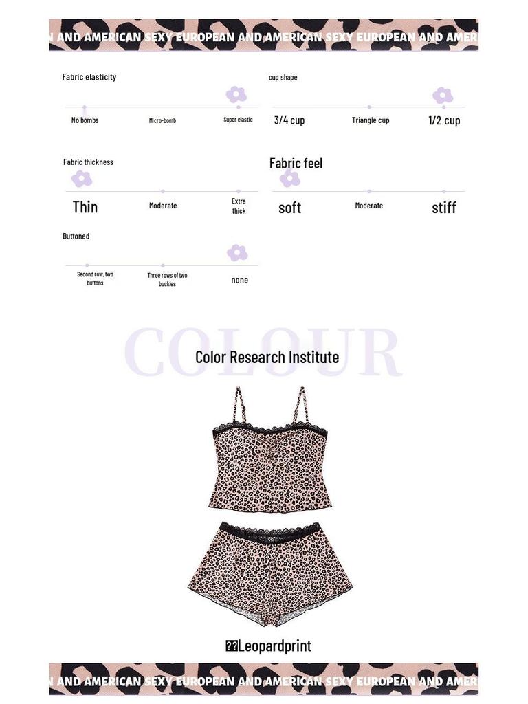 2025 Europäischer & Amerikanischer Leopardenmuster Spitzenbesatz Camisole Pyjama-Set - Sexy & Bequeme Sommer-Hauskleidung