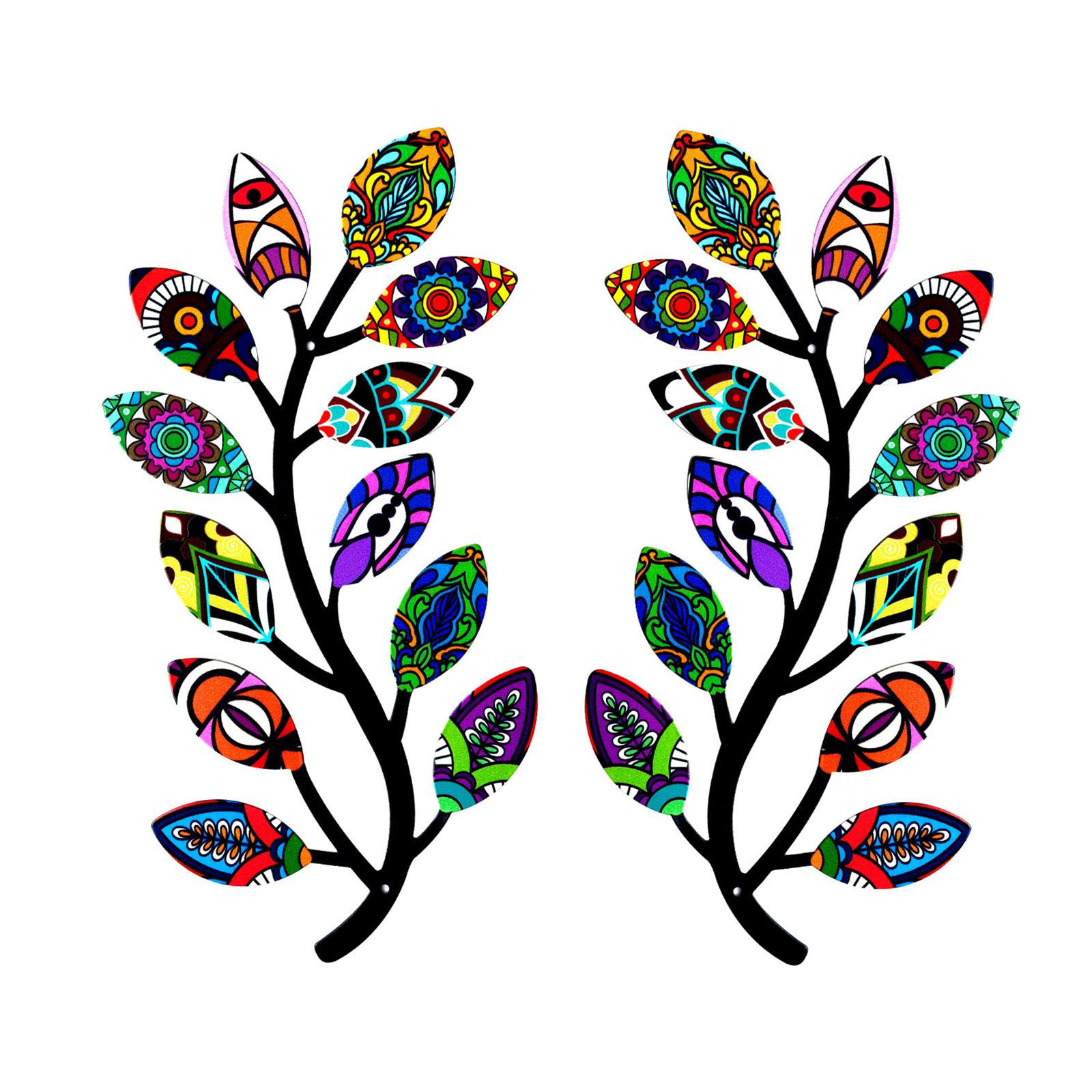 

2pcs Olive Branch Leaf Hanging Ornament Eye catching Modern Style Metal Sign For Home Wall Decor 1+2