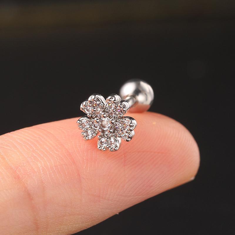 1Pcs Geometric Zircon Ear Bone Nail Spiral Stud Earrings For Women Girls Party  Fine Jewelry Gift
