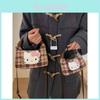 Bolso Bandolera Estilo Hello Kitty Para Mujeres y Hombres Con Estampado de Cuadros y Material Suave