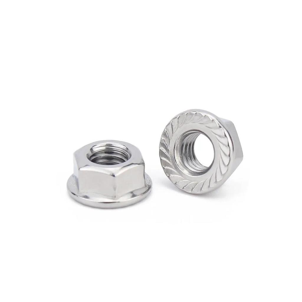 304 Stainless Steel Anti-Slip Hex Flange Nut with Washer & Locking Teeth