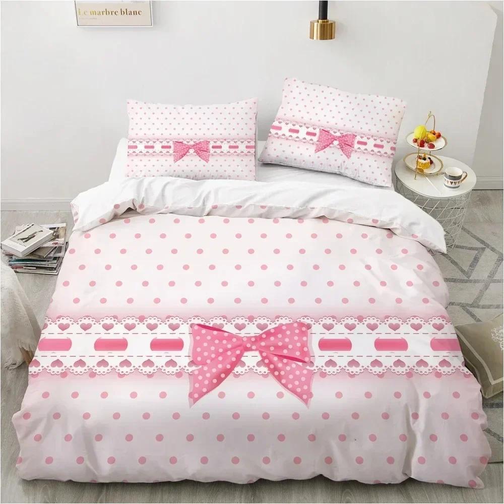 Top Für 3D-Druck Schleife Rosa Bettwäscheset Bettbezug Schlafzimmer Bettdecke Bezüge Einzelbett Doppelbett Kingsize Quiltbezug Heimtextil