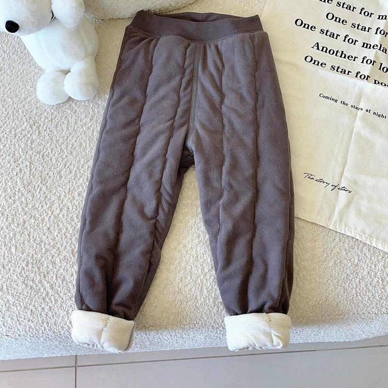 Children's Autumn Winter Solid Color Thick Warm Pants Student Underwear Clothing