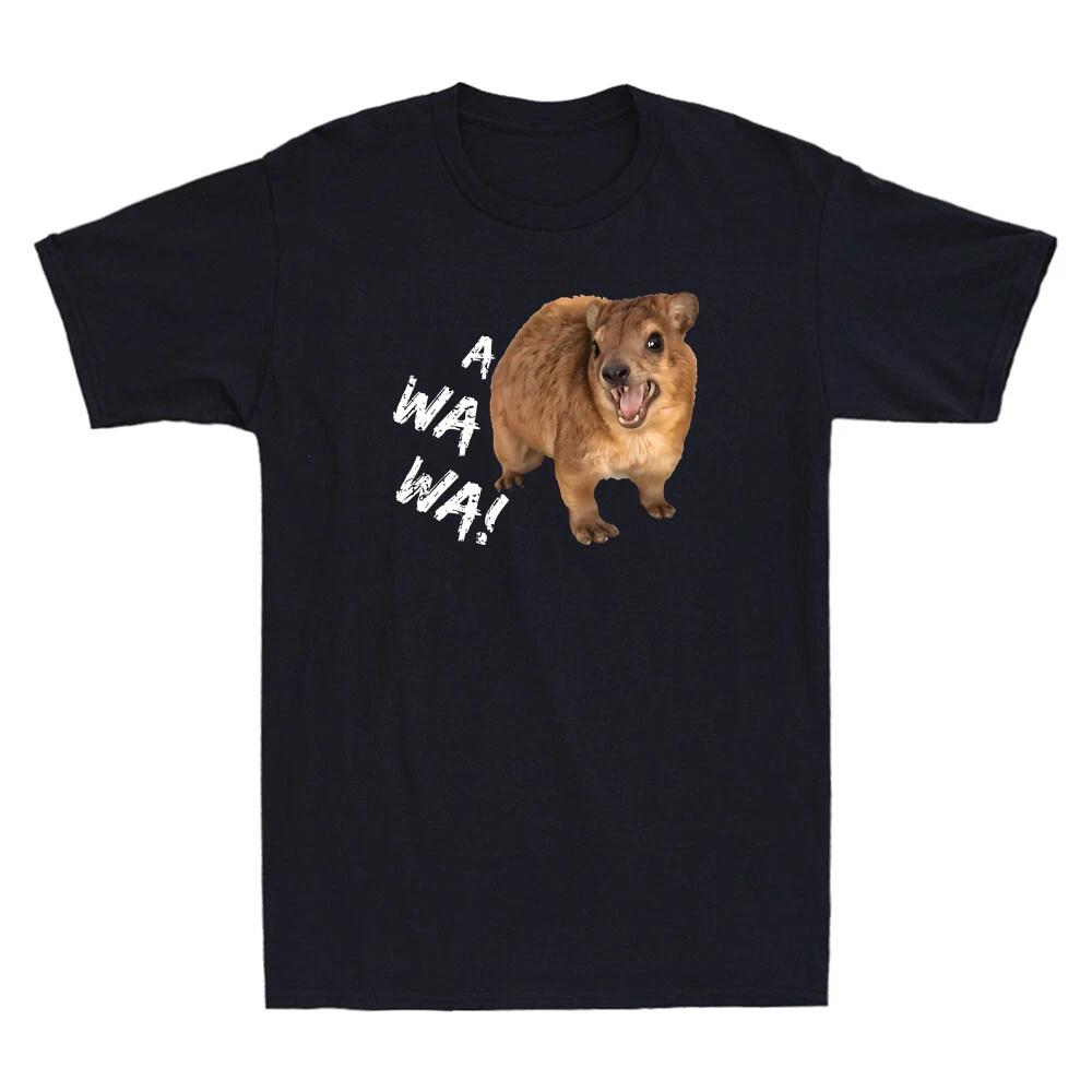 Awawa! Funny Angry Screaming Hyrax Animal Meme Retro Men s Short Sleeve T-Shirt XS
