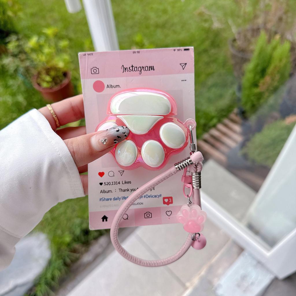 Cute Luminous Electroplating Cat's Paw AirPods Pro Apple Bluetooth Headset Case 1/1 Generation Cartoon Protective Case Is Suitable for