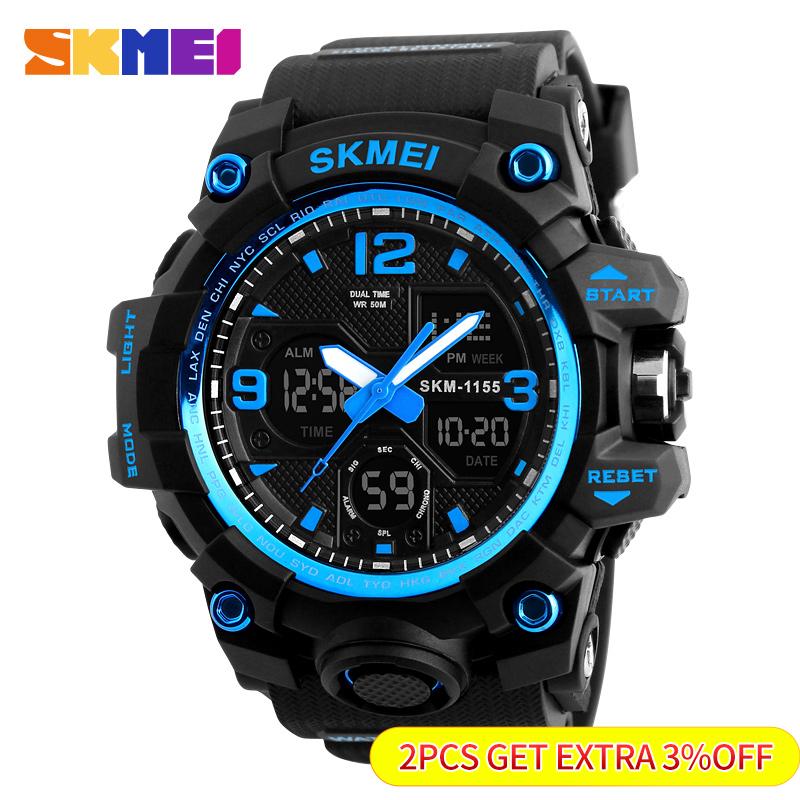 Skmei Fashion Sports Watches For Men Shockproof Waterproof Digital Wristwatches Men Watch 2 Time Chrono Male Reloj Hombre 1155B