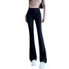 High-Waisted Petite Micro-Flare Pants for Women, Spring/Autumn 2024, Summer-Weight Black Suit Style