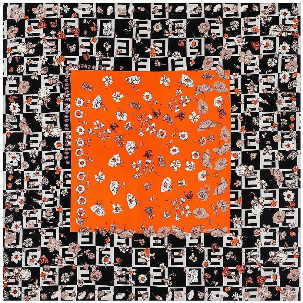 130cm Letter Color Matching Small Floral Scarf Silk Scarf Bandanna Square Scarves Women Kerchief For Ladies Shawl