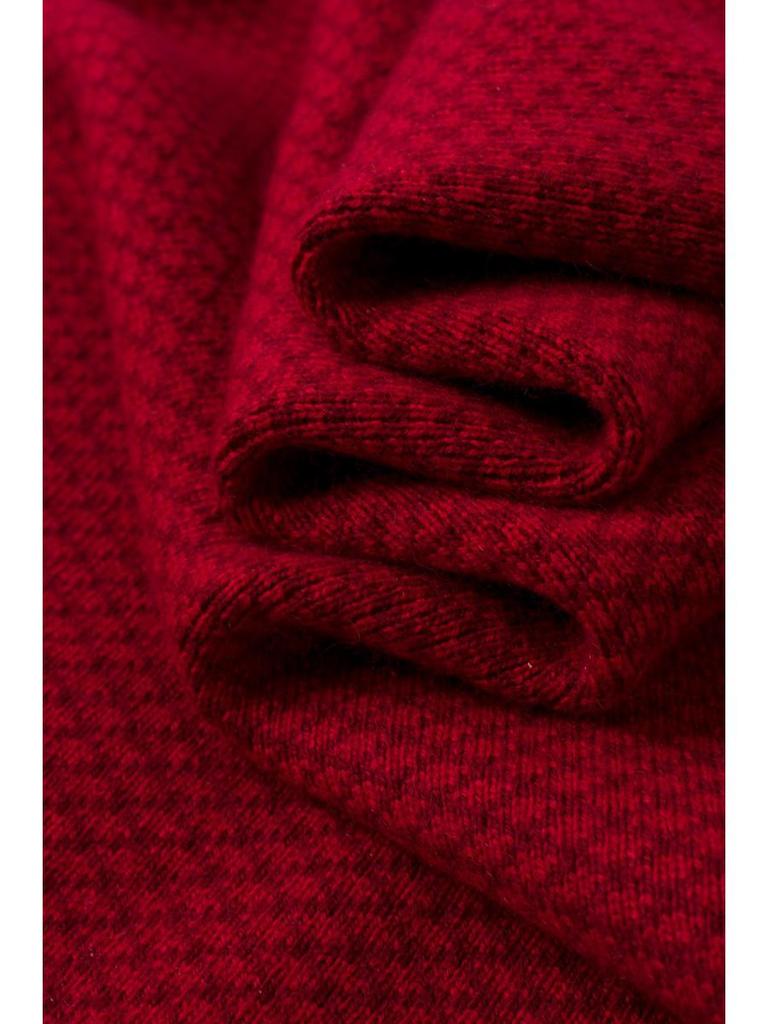 Women's Plus Size Red Wool Cardigan - Autumn/Winter Thick Knit Sweater Coat