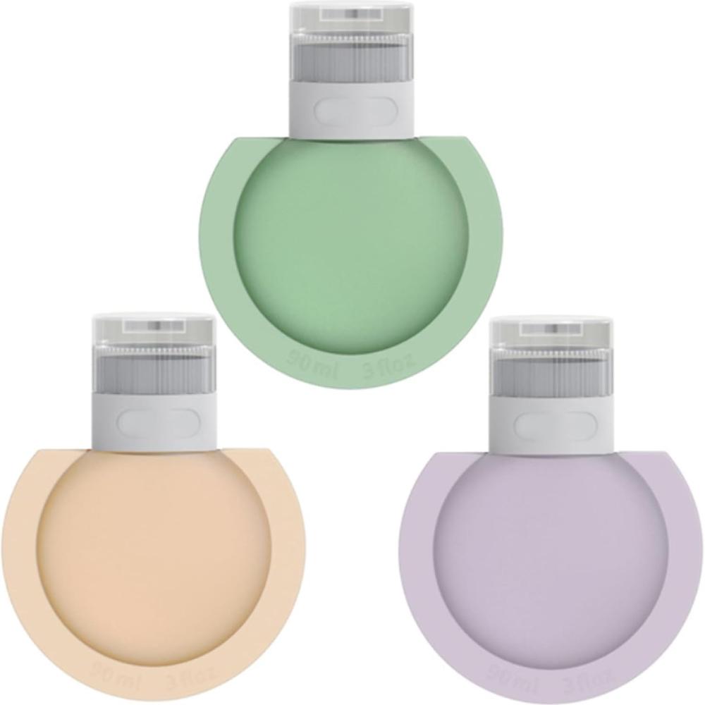 3pcs 90ml Travel Container Wide Mouth Leak Proof Travel Bottle Inverted In Reusable Silicone Travel Toiletries Bottle