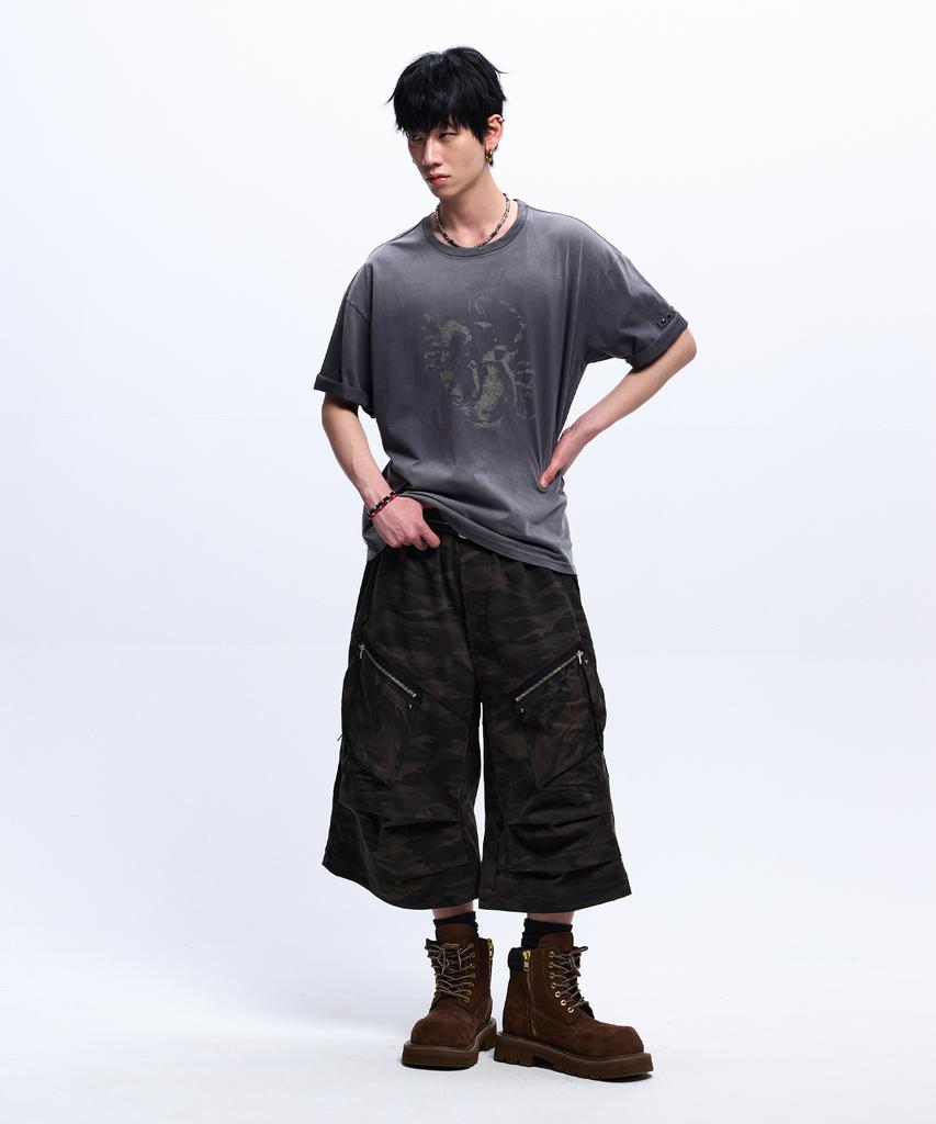 Aleseueseussi Rivet Washed Graphic T-Shirt - Charcoal