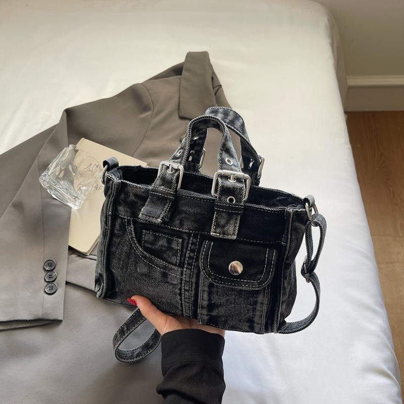 Bolso Cuadrado Pequeño de Mezclilla Bolso de Hombro Cruzado para Mujer