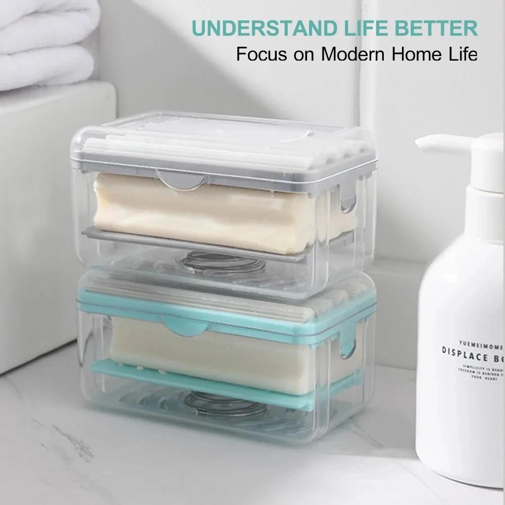 1PC Roller Type Soap Dish Holder for Bathroom Toliet Soap Box Plastic Storage Container with Drain Water Bathroom Accessories