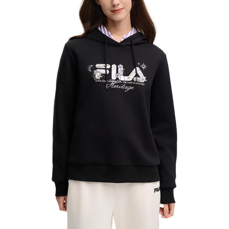 FILA Versatile Comfortable Knitted Hoodie Women hoodies Black F11W518215FBK