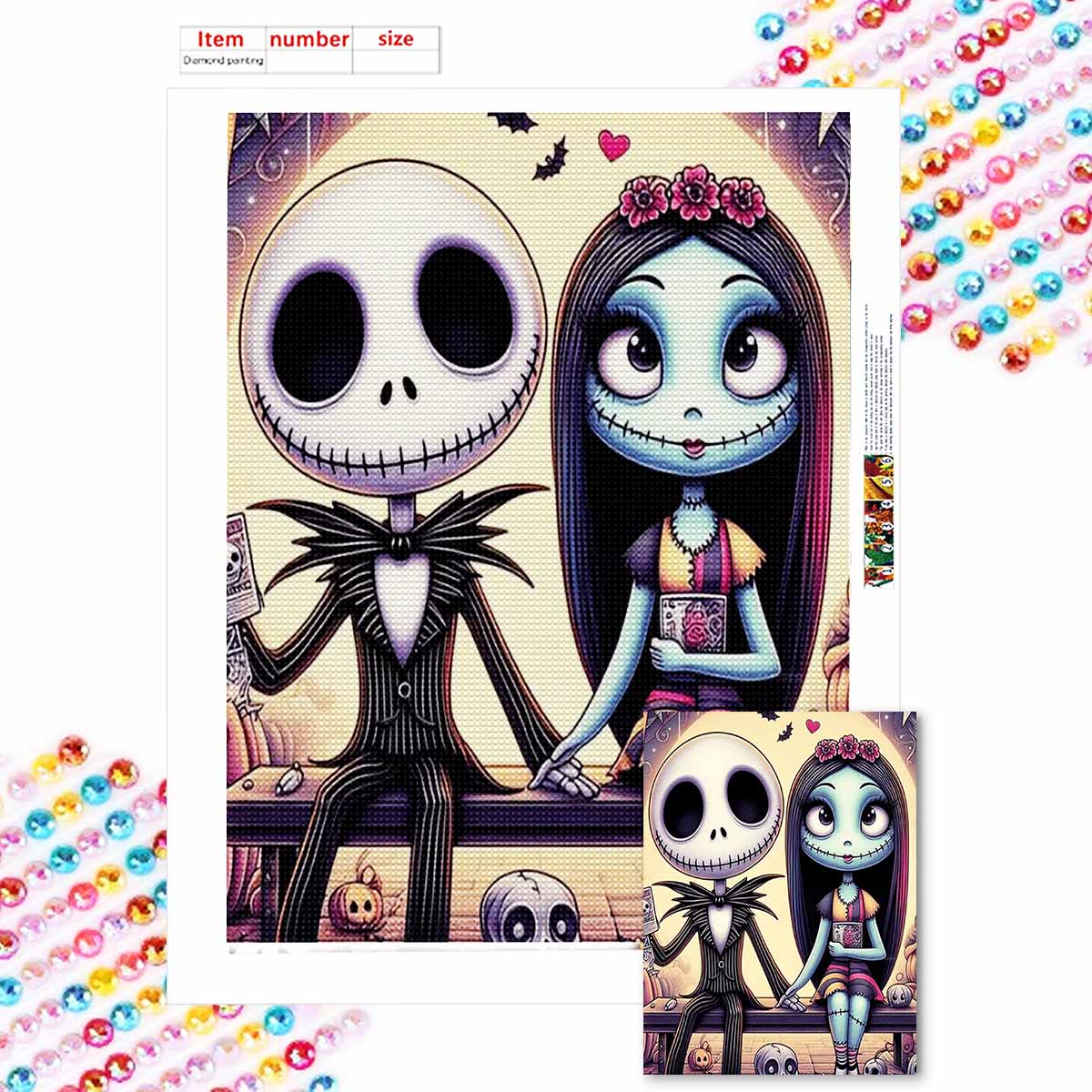 

Полная круглая алмазная живопись Версия Qb Искусство скелета Стразовая картина Мозаика DIY 5D Вышивка крестом Украшение для дома Round 20x30cm