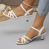Fashion White Ankle Strap High Heels Sandals for Women Fashion Thin Heel Dress Shoes Woman 2025 Summer Cross Strap Party Sandalias Mujer