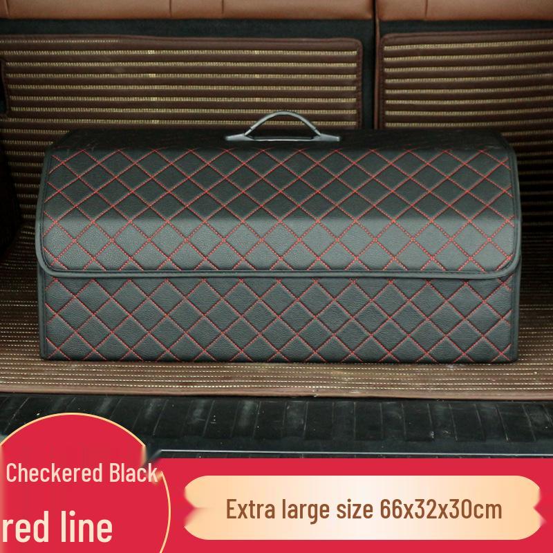 Trunk Storage Box: Multifunctional Folding Car Organizer with Logo-Printed Leather