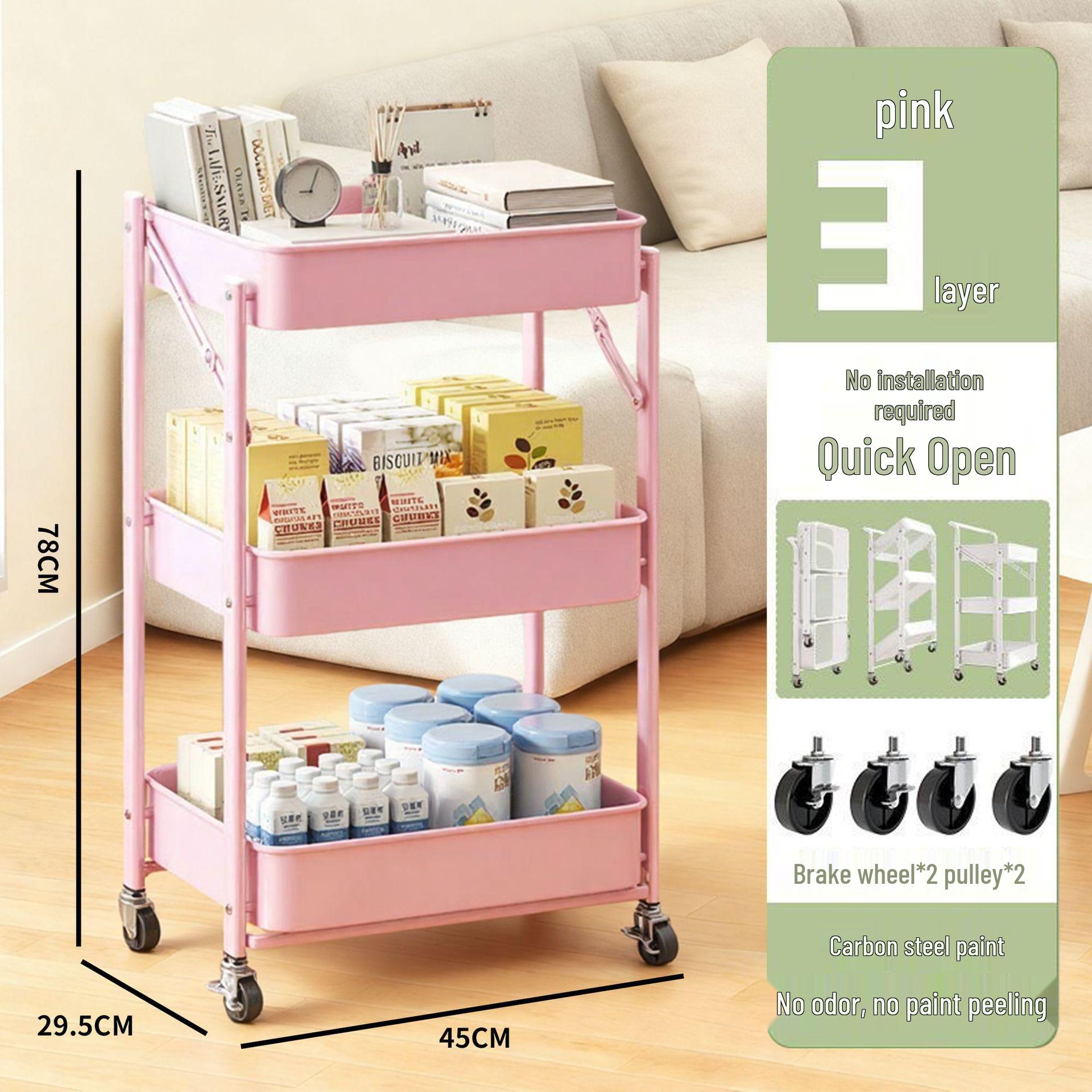 Compact Multi-layer Storage Trolley for Kitchen, Bedroom, or Bathroom. Ideal for Baby Supplies & Snacks.