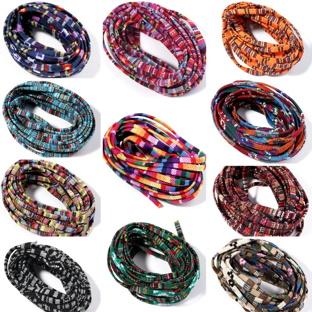 5yards/Lot Color Flat Cotton Cord Ethnic Style Cotton Fabric Rope for Jewelry Making DIY Bracelet Lanyard Supplies