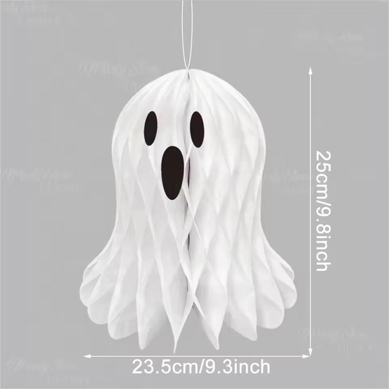 1SET Halloween Hanging Ornaments Ghost Honeycomb Paper Lanterns for Halloween Party Home Indoor Outdoor Yard Decorations Props