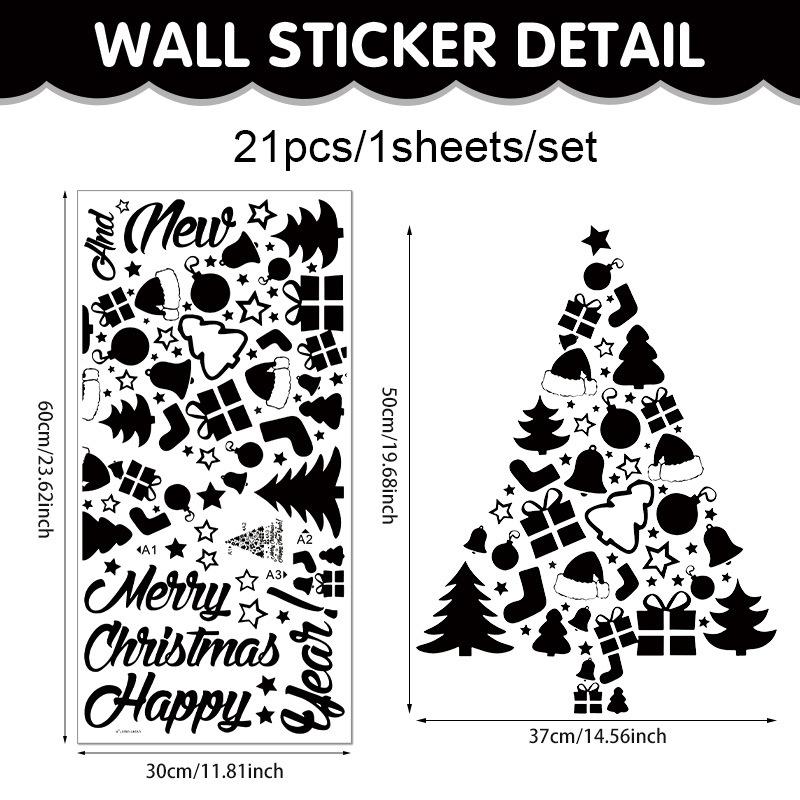 Christmas Decorations, Letters, Christmas Trees, Living Room Walls, Home Stickers, Self-adhesive Holiday Atmosphere, Window Stickers