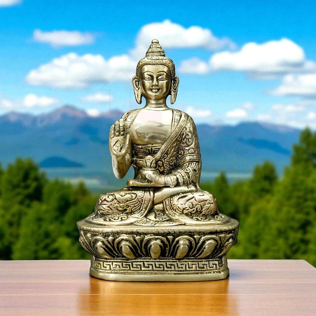 Brass Buddha Ji Statue | Height-17 cm Aprrox. Vastu Idol for Home and Office | Zonal Placement-WNW|