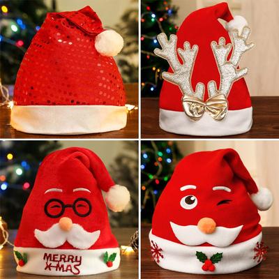For Adult Children Lovely Classic Santa Claus Cap Festival Supplies Plush Christmas Hat
