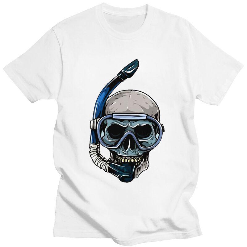 Custom Dive Diver Scuba Diving Skull T Shirts for Men Pure Cotton Tees Tshirt Short Sleeve Tshirt Clothes