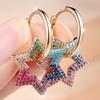 Gorgeous Gold Color Multicolor Zircon Hexagram Dangle Earrings for Women Daily Wear and Party