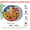 Retro Round Aluminum Wall Decor, American Independence Day Cross & Sunflower Design, Indoor Outdoor Hanging Plaque, Christian Commemorative Gift
