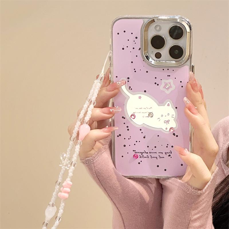 Zhitai iPhone 12 Pro Max/13 Pro/14/15/16 Case: Three-in-One Mirror Design with Bracelet.