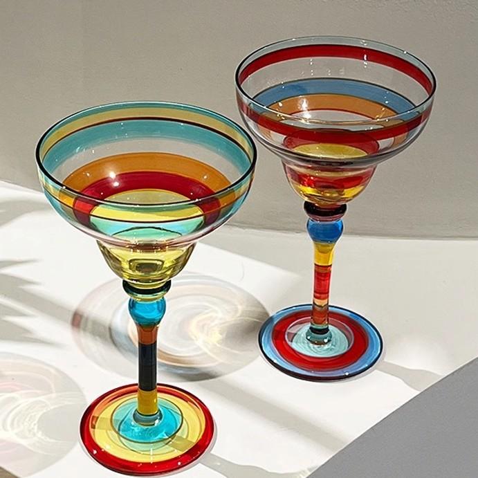 Painted Marguerite Western wine glass Crystal glass Hand-painted glass Cocktail glass Goblet Bar