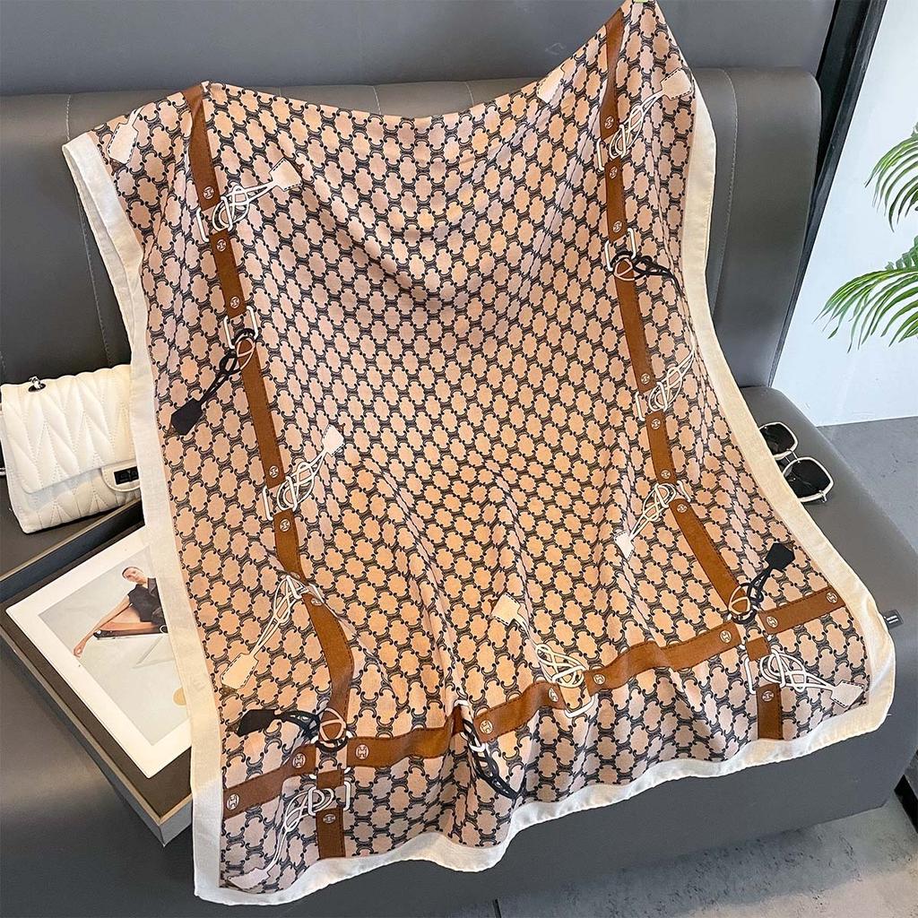 Women Cotton Linen Rose Print Scarf Shawl Hijab Muslim Long Headscarf Scarves Head Wraps Long Female Head Scarf