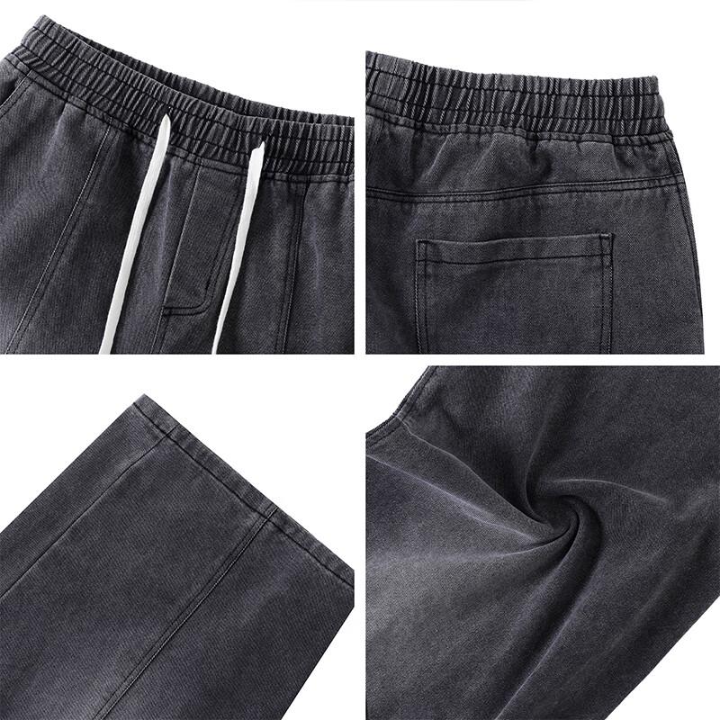 Wassup Sohot Men's Summer Loose Fit Cropped Washed Denim Jeans