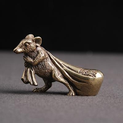 Glücksmaus-Figuren aus reinem Kupfer, Desktop-Ornamente, Heimdekoration, Messing, Tierminiaturen, Bürodekor, Kunsthandwerk, Teehaustier, Geschenke