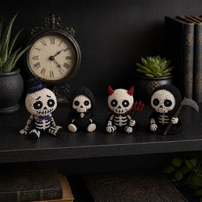 Beaded Skeleton DIY Kit, Tiny 3D Beaded Skeleton Craft Set with Colorful Beads Wire Needle And Instructions, Cute Skeleton Bead Art Kit for Beginners