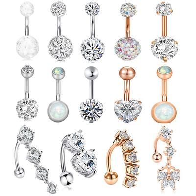 Charmanter Bauchnabelring Zirkonia 316L Chirurgenstahl Doppelt Rund 1Stk Mode Sexy Schmuck Piercing Handarbeit