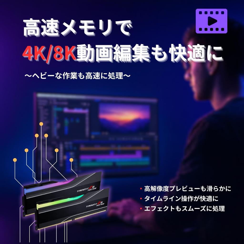 DDR5 Memory 32GB Kit X with OVERCLOCK WORKS Exclusive Bonus Sticker for Trident Z5 Neo RGB G.Skill DDR5-6400 (2 16GB) F5-6400J3039G16GX2-TZ5NR