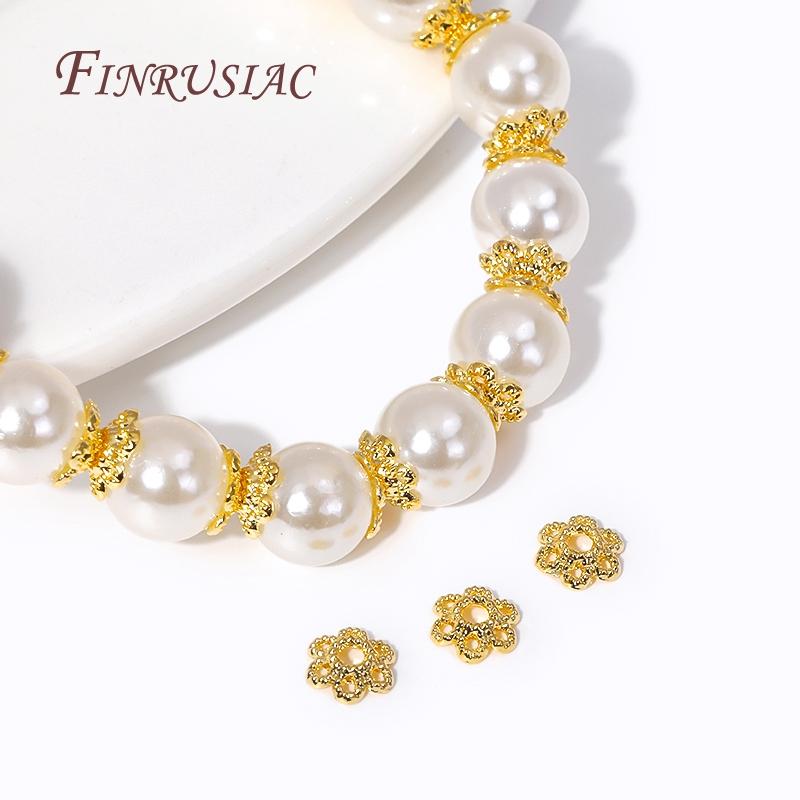 18K Gold Plated 5.5MM Beads Caps For Bracelets,Flower Caps For Jewelry Making,DIY Beading Accessories